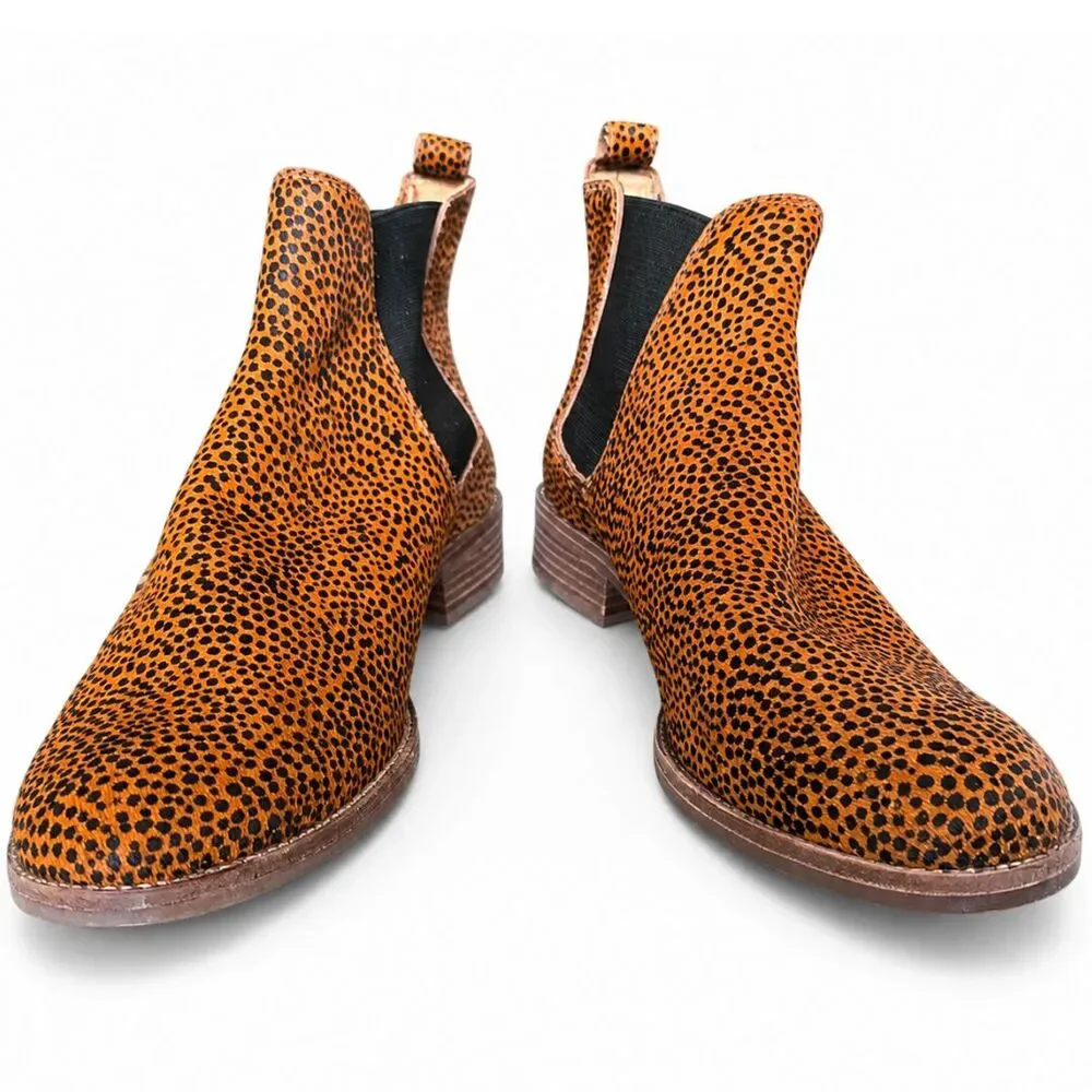 Madewell Chelsea Boots Womens 10 Cheetah Leopard Calf Hair Leather Ankle Booties